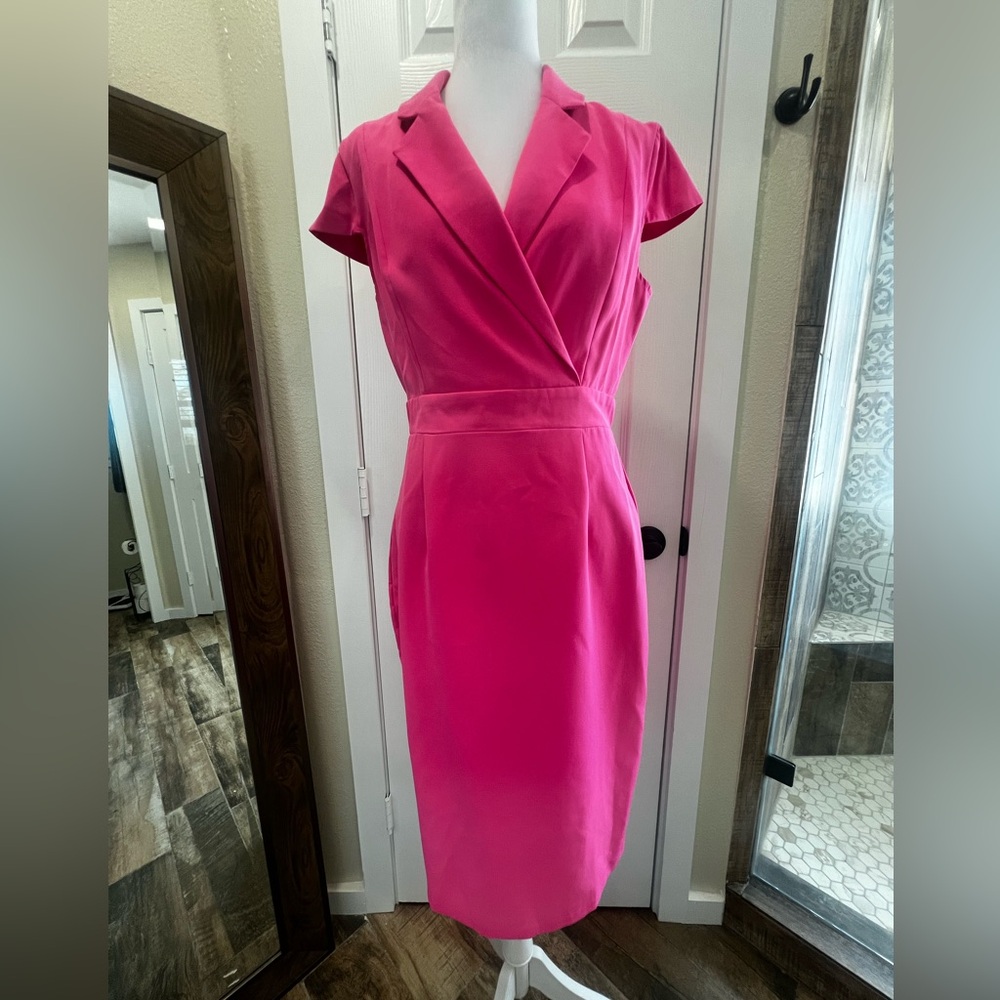 Adrianna Papell Fuchsia Midi Wiggle Dress
